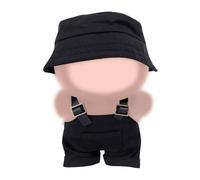 BOXOB 2 Conjunto Ropa Muñecas, Atuendo Peluche Moderno & Accesorios para Muñecas 15cm/17cm Incluye Overol Estiloso y Sombrero Cubo Ropa Juguete Elegante para Exhibir y Jugar (Negro)