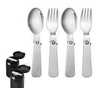 BOXOB 2 cucharas plegables y 2 tenedores plegables para Thermos Funtainer tarros de alimentos de 10 onzas, cucharas de acero inoxidable de repuesto portátiles para viajes, camping, picnic, actividades