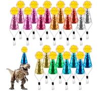 BOXOB 20 Pzs Mini Sombreros Fiesta Cumpleaños para Animales de Peluche, Diseño Banda Elástica Sombreros de Fiesta con Purpurina Pompones para Cumpleaños Juguetes Perros Gatos y Mascotas (10 Colores)