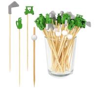 BOXOB 200uds Palillos de Cóctel, 4 Estilos Madera para Mezclar Bebidas de Golf Decorativos Pinchos Martini Exquisitos Palillos Aperitivos Cóctel para Decoración Fiestas