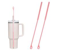 BOXOB 2uds Cepillo Limpiador de Pajitas de Silicona, 24cm Cepillo Reutilizable Extra Largo para Stanley Metal Vidrio Herramienta Flexible para Tapas Ranuras Tubos Pajitas (Rosa)