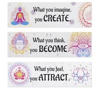 BOXOB 3 Piezas Decoración Pared de Meditación, Decoración Pared de Buda con Chakras Espirituales Regalos Chakras Espirituales para Dormitorio Sala Estar Estudio Oficina