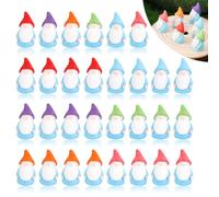 BOXOB 30 Uds Mini Gnomos de Resina, 6 Colores Gnomos Diminutos Figuras Gnomos Miniatura Figuras de Gnomos Pequeños para Paisajes en Miniatura Jardín Exterior Patio Macetas Decoración