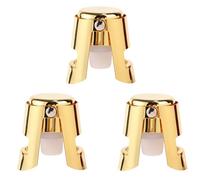 BOXOB 3uds Tapones para Champán, Corcho Botella de Acero Inoxidable y Silicona a Prueba de Fugas Mantienen Frescas Selladores Champán Ahorradores Tapón para Cava Prosecco y Espumosos (Oro)