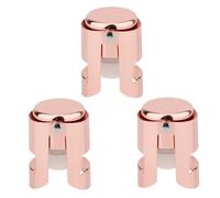 BOXOB 3uds Tapones para Champán, Corcho Botella de Acero Inoxidable y Silicona a Prueba de Fugas Mantienen Frescas Selladores Champán Ahorradores Tapón para Cava Prosecco y Espumosos (Oro Rosa)