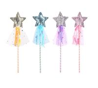 BOXOB 4pzs Varitas de Princesa para Niños, Estrella Brillante Varita Hada para Niñas Delicada Varita Mágica para Disfrazarse Disfraz Princesa Juego Roles Regalos de Fiesta Cumpleaños (4 Colores)