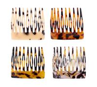 BOXOB 4uds Peines Laterales Franceses, con Estampado de Leopardo Pequeñas Peinetas Francesas Laterales Pinzas Decorativas para Sujetar Moños Accesorios de Peinado para Niñas y Mujeres (4 Estilos)