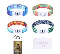 BOXOB 4uds Pulseras Bíblicas con NFC, Pulseras Elásticas Versículos Bíblicos Diarios Cristianos Las Escrituras Jesús Inspiradoras fe Regalos Mujeres Hombres Evangelio Religioso