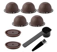 BOXOB 5 Cápsulas Reutilizables para Nespresso Vertuo Máquina, Cápsula de Café Recargable de 150 ml con 2 Tapas de Silicona, 1 Cuchara, 1 Cepillo, Compatible con Nespresso Vertuo (CYA13356)