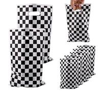 BOXOB 50 Uds Bolsa Regalo Cuadros, Blanco y Negro Bolsas de Caramelos a Cuadros Decoraciones Fiesta Autos de Carreras para Suministros Embalaje Regalo