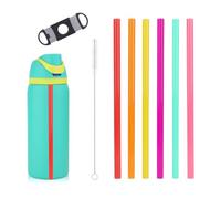 BOXOB 6 Uds Pajitas Repuesto para Owala FreeSip Botellas de Agua 14/16/19/24/32/40oz, Pajitas de Plástico Reutilizables con Báscula Cepillo Limpieza y Herramienta Corte Accesorios para Vasos