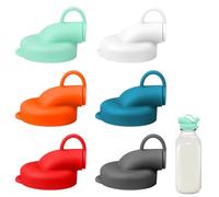 BOXOB 6uds Tapas de Silicona para Dispensadores Botellas Leche, 48 mm Tapa de Repuesto Reutilizable a Prueba Fugas con Tapa del Pico Rosca para Botellas Vidrio Jarras Leche y Bebidas (6 Colores)