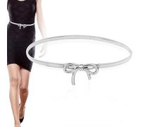 BOXOB Cinturón de Lazo de Metal, Cinturón Plateado Cinturón de Cadena con Lazo Elástico Cinturón Elegante Cinturón de Lazo con Cuerda para Mujeres Vestidos Jeans Regalo