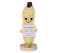 BOXOB Divertido Ganchillo Plátano Positivo, 14 cm Juguete Punto Plátano Positivo con Tarjeta Aliento Muñeca Positiva Suave Regalo Inspirador Decoración Vida Positiva para Escritorio, Hogar