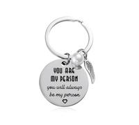 BOXOB Llavero de Regalo de San Valentín, Llavero de Pareja de Plata Llavero You Are My Person Llavero de Acero Inoxidable para el Amor Regalos Románticos para Hombres Mujeres Esposos Esposas