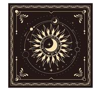 BOXOB Mantel Altar, 45x45 cm Tela Altar Cuadrado Franela Premium con Diseño Sol y Luna Tapete de Péndulo para Tarot de Brujería Accesorios Adivinación y Suministros para Rituales Espirituales