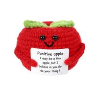 BOXOB Manzana Positiva Divertida, 5 cm Lindo Tejido Polar Positive Apples Felpa de Ganchillo Positiva para Animar Regalo de Cumpleaños para Amigos Decoración del Hogar Oficina