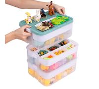 BOXOB Organizador Almacenamiento Juguetes para Lego, 3 Capas Apilable Contenedor Bloques Construcción Compartimentado Clasificador Rompecabezas Ladrillos Caja Clasificadora de Juguetes (Verde Oliva)