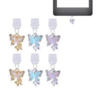 BOXOB Paquete 6 Abalorios para Tapón Antipolvo USB C, Mariposa Brillante Cubierta Antipolvo Tipo C 3 Colores Tapa Protectora para Puerto de Carga Compatible con Kindle Lanzado Después de 2021