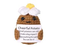 BOXOB Positive Potato Divertida, 6,5cm Patata Linda Creativa de Ganchillo Flor Patata Pequeña con Tarjeta Positiva Papa Positiva Patata Positiva Divertida para Regalo de Cumpleaños Amigo Decoración