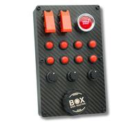 BoxOneRacing GTM-M1 SimRacing Button Box con 46 funciones - Consola lateral de PC de carbono real | Botón de arranque del motor LED y freno | USB Plug & Play | Compatible con SimHub | Adhesivo y