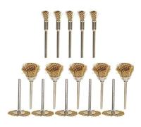 Boxonly Juego de 15 cepillos de alambre de latón suave, accesorios de herramienta giratoria con vástago de 3 mm para Dremel, eliminación de óxido, pulido, limpieza, preparación de superficies para