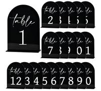 boxoon 20 elegantes números de mesa de boda, letreros acrílicos esmerilados negros con diseño de arco, numeración del 1 al 20