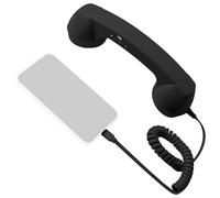 boxoon Auricular retro con puerto tipo C, auricular negro mate con cable para teléfonos móviles, 9.3 x 2.8 x 2.4 pulgadas, receptor de teléfono celular de estilo vintage con micrófono y altavoz