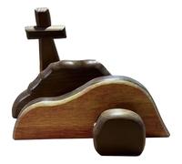 boxoon Jesus Resurrection - Decoración de tumba vacía, cruz cristiana de madera de Pascua con colina, puerta de piedra y diseño de piedra rodante, decoración de mesa religiosa para el hogar, comedor y