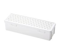 boxoon Soporte para utensilios de lavavajillas blanco, caja de cubiertos de 9.9 pulgadas, doble drenaje hueco, tapa antipolvo, cuerpo transparente, para botellas, vajilla, cubiertos