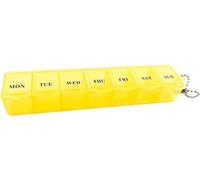 Boxsik - Pastillero Organizador - Pastillero Amarillo - Estuche para guardar medicamentos de 7 días, 1 vez al día, contenedor de pastillas semanales para suplementos