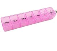 Boxsik - Pastillero Organizador - Pastillero Rosa - Estuche para guardar medicamentos de 7 días, 1 vez al día, contenedor de pastillas semanales para suplementos
