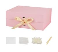 BoxSkivra Caja de regalo grande rosa con cinta, 1 paquete de 13 x 11 x 5.3 pulgadas, caja de regalo grande con tapa, cierre magnético, rectangular, plegable, caja de regalo de lujo para regalos de