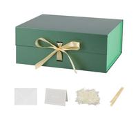 BoxSkivra Caja de regalo grande verde con cinta, 1 paquete de 13 x 11 x 5.3 pulgadas, caja de regalo grande con tapa, cierre magnético, rectangular, plegable, caja de regalo de lujo para regalos,