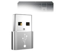 BoxWave Adaptador compatible con Logitech MX Keys S - USB-A a C PortChanger (paquete de 5), adaptador de datos de carga OTG tipo C - Plata metálica
