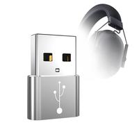 BoxWave Adaptador compatible con Razer BlackShark V2 HyperSpeed - USB-A a C PortChanger (paquete de 5), adaptador de datos de carga OTG tipo C, plateado metálico