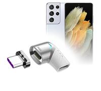 BoxWave Adaptador compatible con Samsung Galaxy S21 Ultra, adaptador de ángulo MagnetoSnap PD, conector de carga magnético, protector de dispositivos, color plateado metálico
