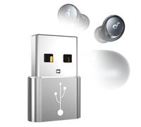 BoxWave Adaptador compatible con Soundcore Space A40 - USB-A a C PortChanger (paquete de 5), adaptador de datos de carga OTG tipo C, plateado metálico
