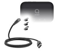 BoxWave - Cable compatible con Alcatel LINKZONE 2 Mobile Hotspot - MagnetoSnap PD AllCharge Cable (100 W), imán PD 100 W cable de carga USB tipo C Micro USB - Negro azabache