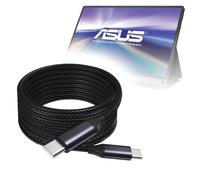BoxWave Cable compatible con ASUS ZenScreen Go MB16AP - Cable DirectSync PD (3 m) - USB-C a USB-C (100 W), carga rápida de aleación de nailon trenzado tipo C largo - Negro azabache