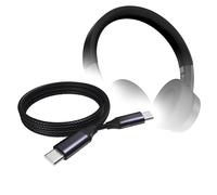 BoxWave Cable compatible con auriculares Lenovo Yoga ANC - Cable PD DirectSync (3 pies) - USB-C a USB-C (100 W), carga trenzada tipo C y sincronización rápida - Negro azabache