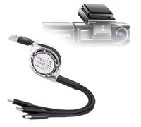 BoxWave Cable compatible con AZDOME M550 3 canales Dash Cam (3.2 pulgadas) AllCharge miniSync, retráctil, cable USB portátil, color negro azabache
