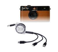 BoxWave Cable compatible con cámara digital Camp Snap sin pantalla, AllCharge miniSync, retráctil, cable USB portátil, color negro azabache