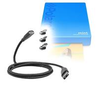 BoxWave Cable compatible con cámara e impresora Polaroid Mint - MagnetoSnap PD AllCharge Cable (100 W), carga magnética trenzada USB tipo C Micro - Negro azabache