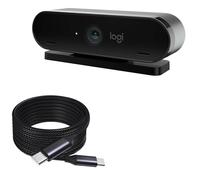 BoxWave Cable compatible con cámara web magnética Logitech 4K Pro, cable PD DirectSync (10 pies) - USB-C a USB-C (100 W), cable largo de aleación de nailon trenzado PD de 10 pies - Negro azabache