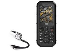 BoxWave Cable compatible con CAT B26 AllCharge miniSync, retráctil, cable USB portátil, color negro azabache