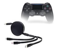 BoxWave Cable compatible con controlador inalámbrico Sony PS4 DUALSHOCK4 - AllCharge PD miniSync (100 W), cable USB portátil retráctil de carga de alta velocidad - Negro azabache