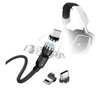 BoxWave Cable compatible con Corsair Void RGB Elite Wireless - MagnetoSnap AllCharge Cable, cable de carga magnético USB tipo C Micro USB - Negro azabache