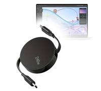 BoxWave Cable compatible con Dell Precision 14 (5470) - PD miniSync (240 W), cable USB tipo C portátil retráctil PD de 240 W, color negro azabache