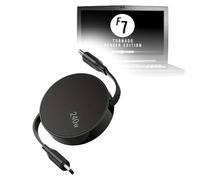 BoxWave Cable compatible con Eurocom Tornado F7SE - PD miniSync (240 W), cable USB tipo C portátil retráctil PD 240 W, color negro azabache